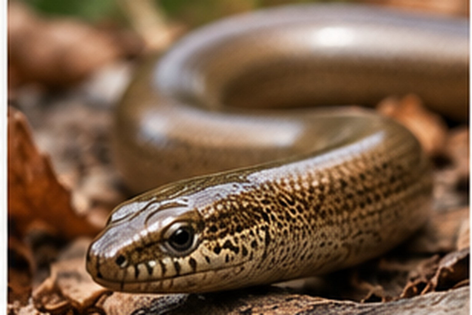 Padalec zwyczajny – Anguis fragilis Padalec zwyczajny wśród mchu i wilgotnej ściółki leśnej